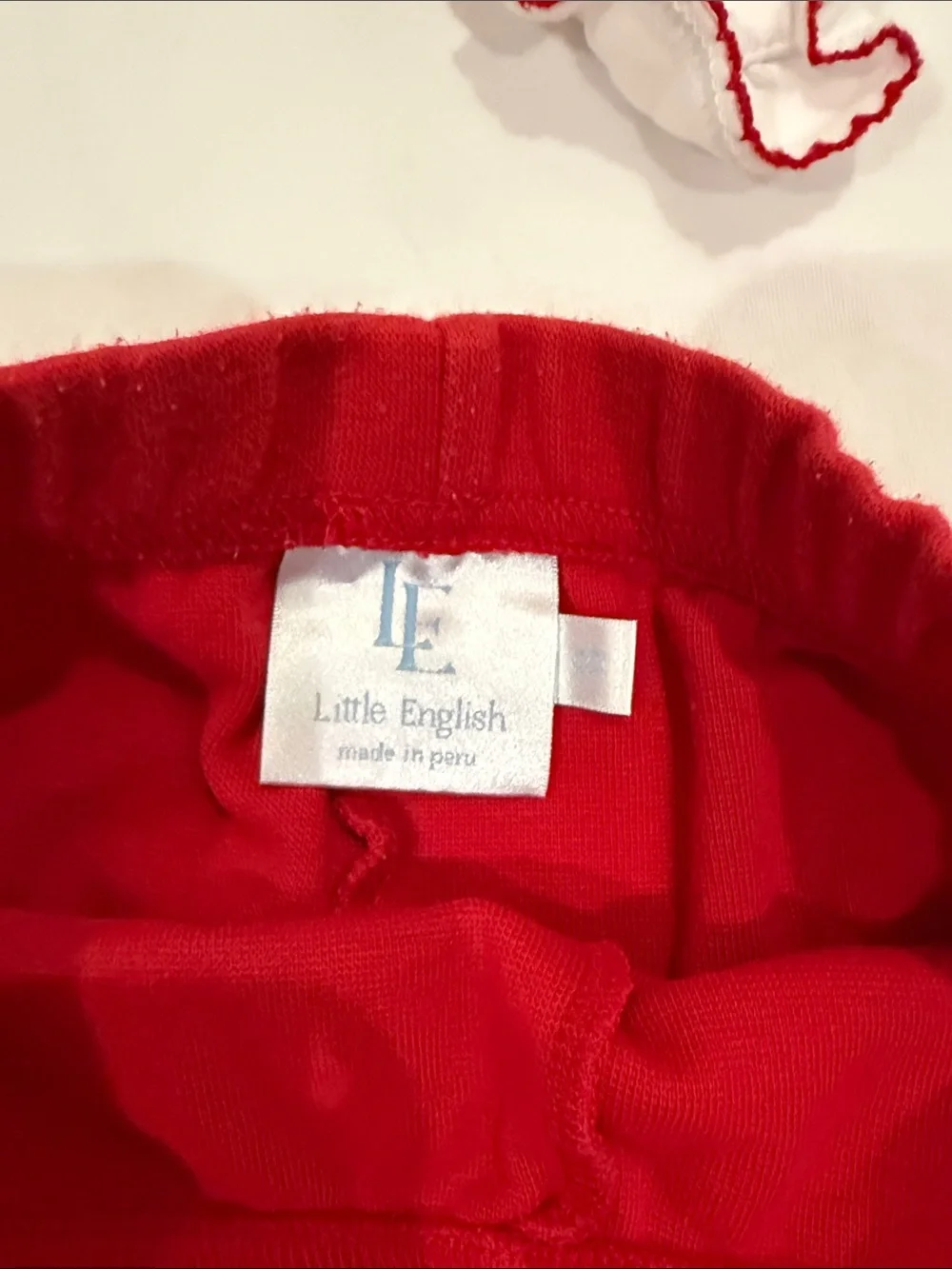 Little English White Tank Top & Red Ruffle Shorts Set